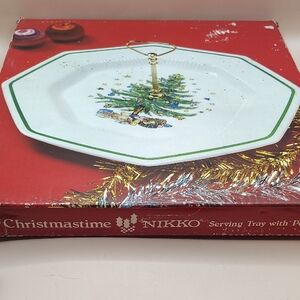Vintage NIB Nikko Christmastime Serving Tray with Handle